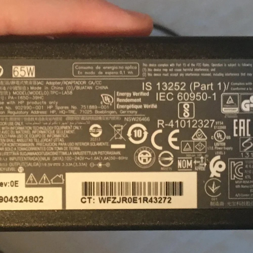 HP 65W Power Adapter TPC-LA58